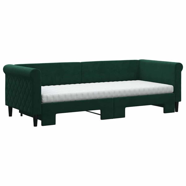vidaXL Divano Letto Estraibile Materassi Verde Scuro 80x200 Velluto