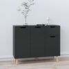 vidaXL Credenza Nero Lucido 90x30x72 cm in Legno Multistrato