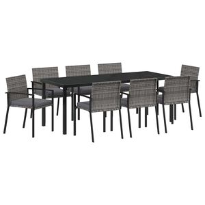 vidaXL Set da Pranzo per Giardino 9 pcs Grigio