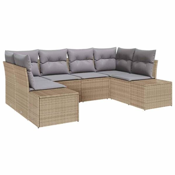vidaXL Set Divano da Giardino 6 pcs Beige e Grigio Chiaro Poly Rattan