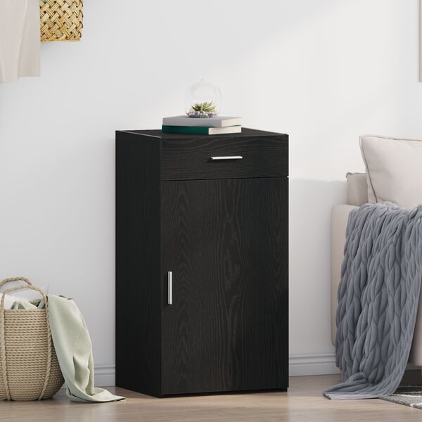 vidaXL Credenza con cassetto Rovere Nero 50 x 42,5 x 93 cm