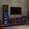 vidaXL Mobili TV a Muro con LED 4pz Rovere Fumo in Legno Multistrato