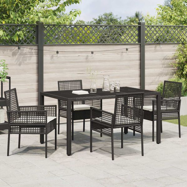 vidaXL Set da Pranzo per Giardino 5 pcs Nero polyrattan