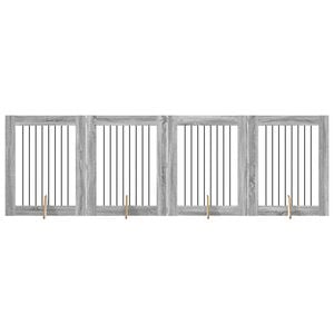 vidaXL Cancello per cani con supporti 4 pcs Grigio Sonoma 80 x 100 cm