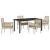 vidaXL Set da Pranzo per Giardino con cuscino 5 pcs Beige polyrattan