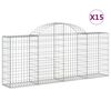 vidaXL Cesti Gabbioni ad Arco 15 pz 200x30x80/100 cm Ferro Zincato