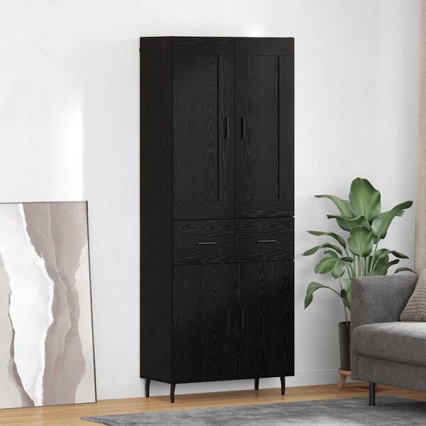 vidaXL Credenza con cassetto 2 pcs Rovere Nero Legno multistrato