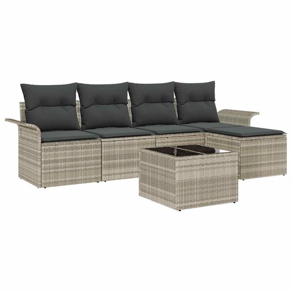vidaXL Set Divano da Giardino 6 pcs Grigio chiaro polyrattan