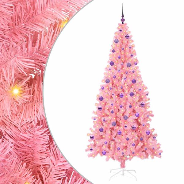 vidaXL Albero di Natale con 300 LED con supporto Rosa 210 cm PVC