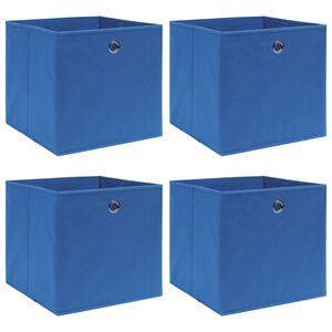 vidaXL Scatole Portaoggetti con Coperchi 4 pz Blu 32x32x32 cm Tessuto