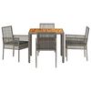 vidaXL Set da Pranzo per Giardino 5 pcs Grigio polyrattan