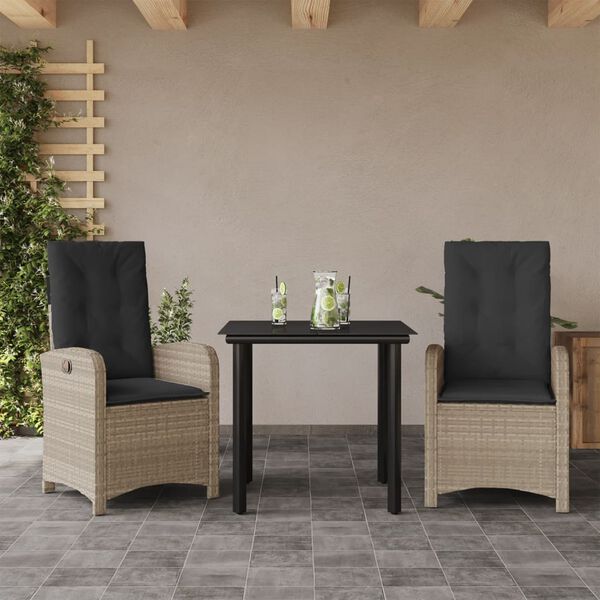 vidaXL Set Pranzo da Giardino 9pz con Cuscini Grigio Chiaro Polyrattan