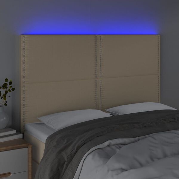 vidaXL Testiera a LED Crema 144x5x118/128 cm in Tessuto