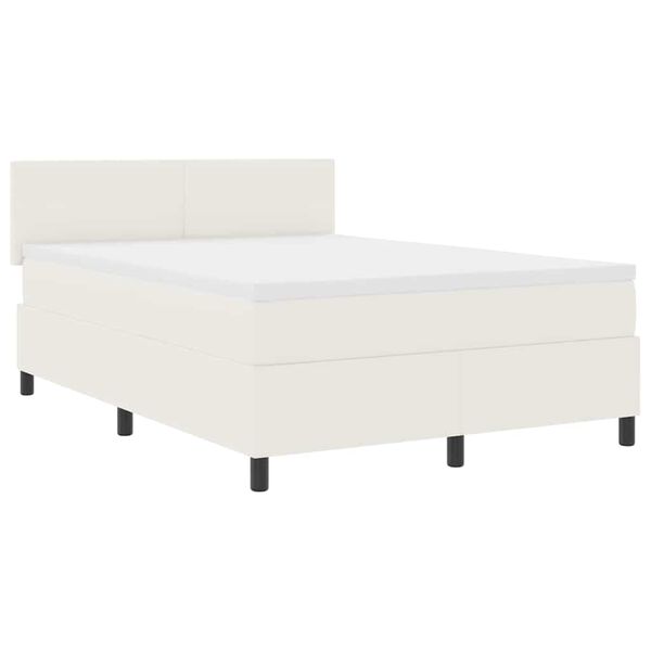 vidaXL Letto a molle Crema e Bianco 203 x 144 x 88 cm