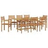 vidaXL Set da Pranzo per Giardino 9 pcs Marrone Legno di teak solido