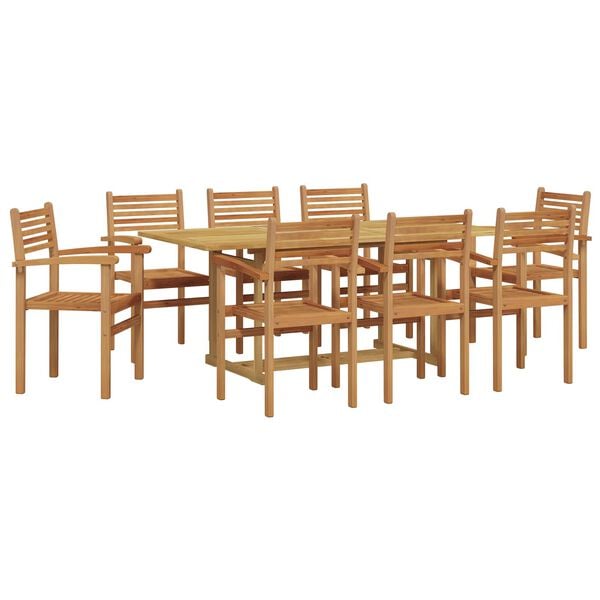 vidaXL Set da Pranzo per Giardino 9 pcs Marrone Legno di teak solido