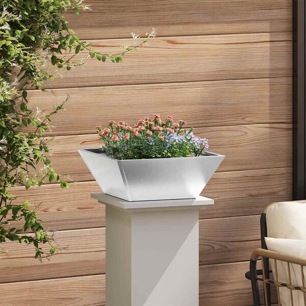 vidaXL Vaso da giardino 5 pcs Argento 40 x 40 x 15 cm