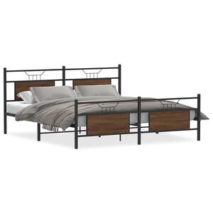 vidaXL Giroletto senza Materaso in Metallo Rovere Marrone 160x200 cm