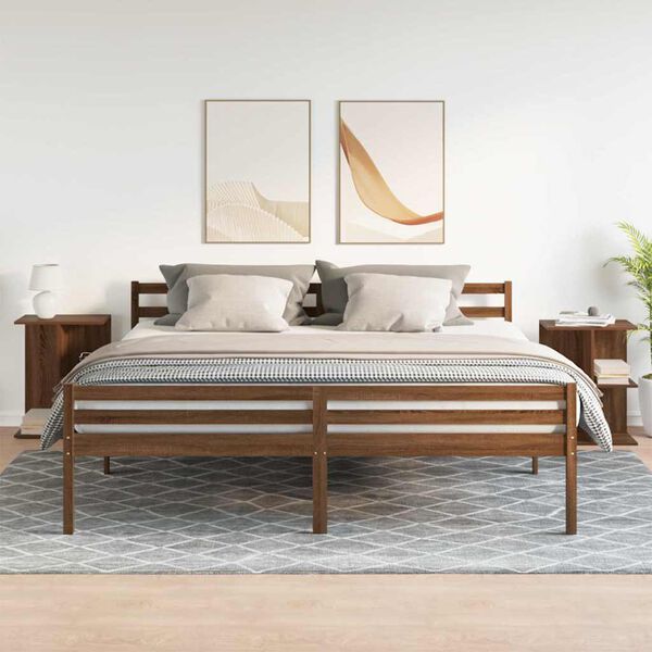 vidaXL Comodini 2 pz Rovere Marrone 46,5x29x61 cm in Legno Multistrato