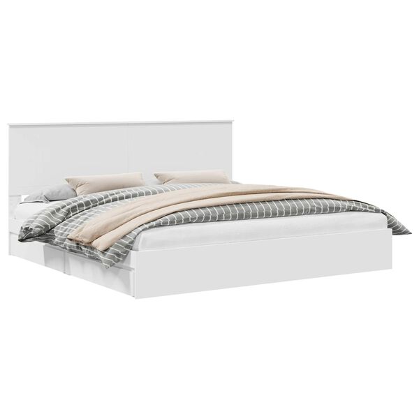 vidaXL Letto con Contenitore Bianco 200 x 200 cm Legno multistrato