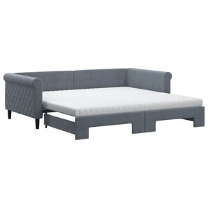 vidaXL Divano Letto Estraibile Materassi Grigio Scuro 100x200 Velluto