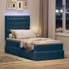 vidaXL Letto con contenitore e LED Blu Scuro 90 x 190 cm Velluto