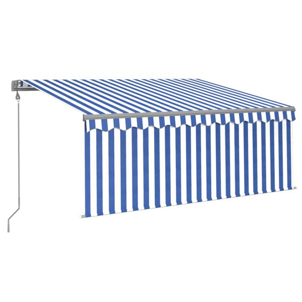 vidaXL Tenda Automatica Parasole LED Sensore Vento 3x2,5m Blu e Bianco