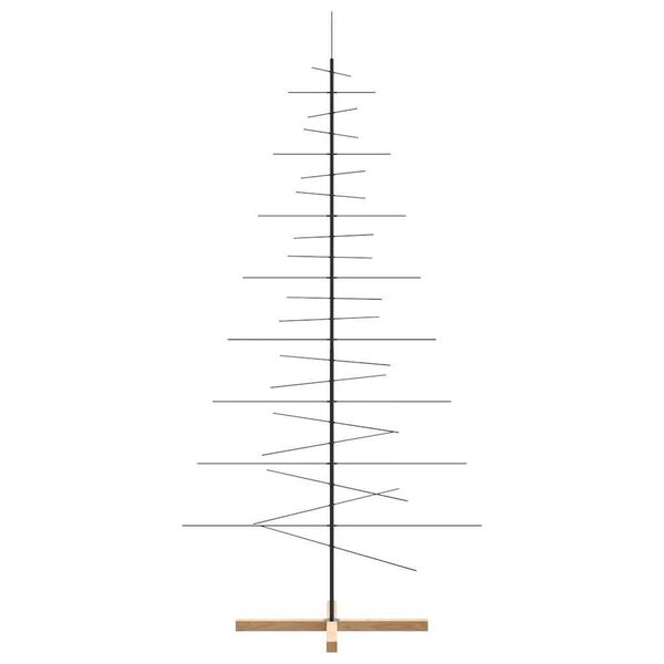 vidaXL Albero di Natale in Metallo con Base in Legno Nero 210 cm