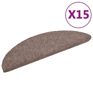 vidaXL Tappetini per scale autoadesivi 15 pz 56x17x3 cm Marrone Chiaro Semicircolari