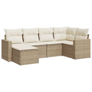 vidaXL Set Divano da Giardino 6 pz con Cuscini Beige in Polyrattan