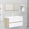 vidaXL Set Mobili da Bagno Bianco e Rovere Sonoma in Legno Multistrato