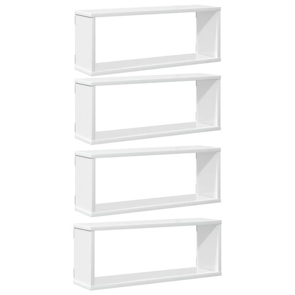 vidaXL Mensole Parete a Cubo 4pz Bianco Lucido 60x15x23cm Multistrato