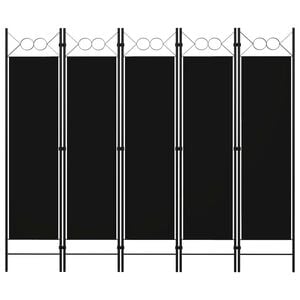 vidaXL Paravento a 5 Pannelli Nero 200x180 cm