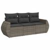 vidaXL Set Divani da Giardino 3 pz con Cuscini Grigio in Polyrattan