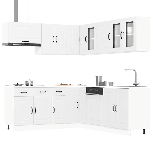 vidaXL Set Mobili da Cucina 11 pz Kalmar Bianchi Legno Multistrato