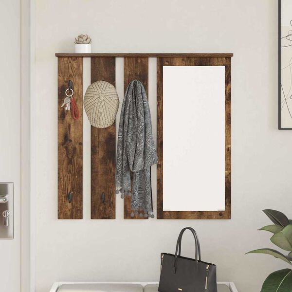 vidaXL Appendiabiti a muro con lo scaffale Rovere fumo 84 x 10 x 80 cm