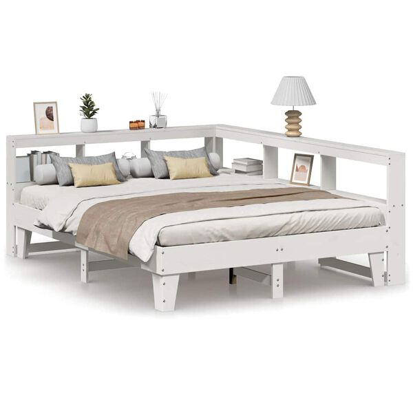vidaXL Letto Libreria senza Materasso Bianco 140x200 cm Legno di Pino