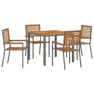 vidaXL Set da Pranzo per Giardino 5 pcs Grigio e Marrone polyrattan