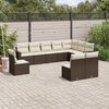 vidaXL Set Divani da Giardino 10pz con Cuscini in Polyrattan Marrone