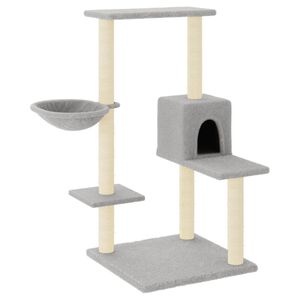 vidaXL Albero per Gatti con Tiragraffi in Sisal Grigio Chiaro 95 cm