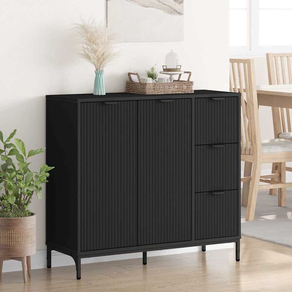vidaXL Credenza con cassetto Nero 89,5 x 33 x 82 cm Legno multistrato