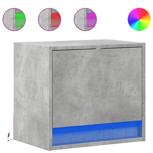 vidaXL Comodini a Parete con Luci LED 2 pz Grigio Cemento