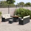 vidaXL Set Divano da Giardino 9 pcs Nero polyrattan