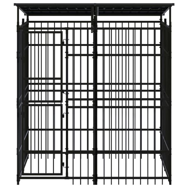 vidaXL Gabbia per Cani da Esterno con Tetto in Acciaio 3,69 m&sup2;