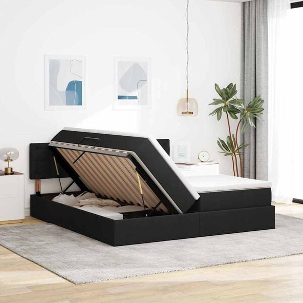 vidaXL Letto con Contenitore Nero 180 x 200 cm Pelle Sintetica