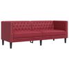 vidaXL Sei Divani Chesterfield 3 pz Rosso Vino in Similpelle