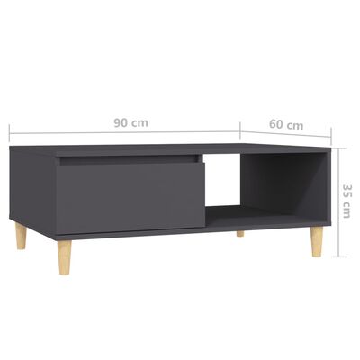 vidaXL Tavolino da Salotto Grigio 90x60x35 cm in Legno Multistrato