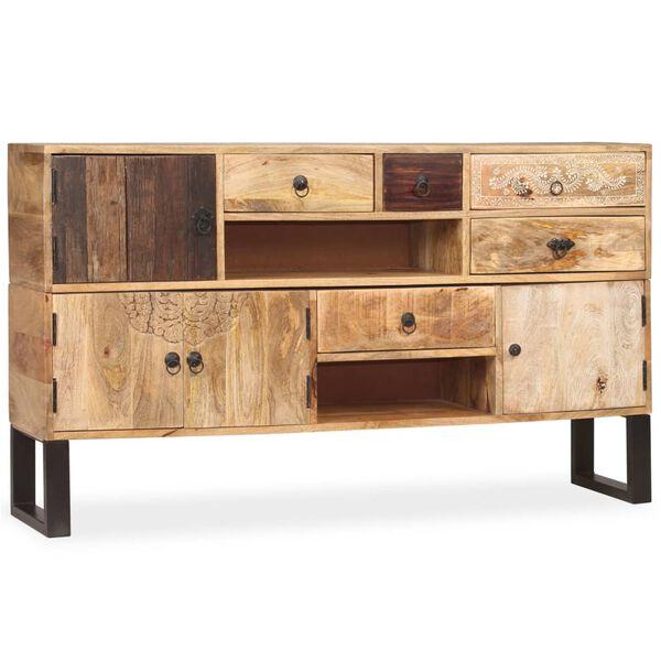 vidaXL Credenza in Legno Massello di Mango 140x30x80 cm