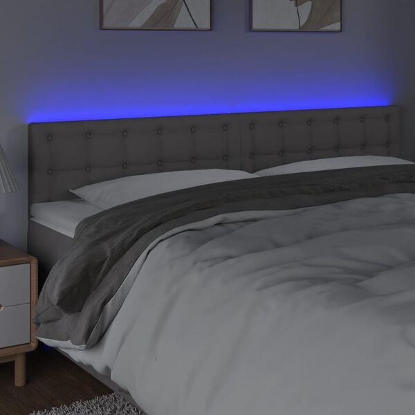 vidaXL Testiera a LED Grigio 160x5x78/88 cm in Similpelle