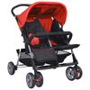 vidaXL Passeggino Gemellare in Acciaio Rosso e Nero
